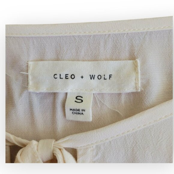 Cleo + Wolf Austin cream long sleeve semi-sheer blouson blouse Size S EUC - Picture 4 of 7
